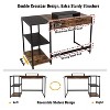 Nost & Host Computer Home Office Desk with Metal Frame, Stand, Under Desk Storage Shelves, and Working Table for Small Bedroom Space, Rustic Brown - 4 of 4