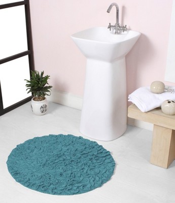 Bell Flower Collection Cotton Floral Pattern Tufted Bath Rug - Home Weavers