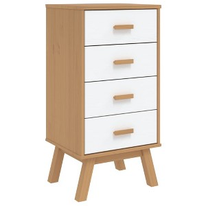 vidaXL Bedside Cabinet Solid Pine Wood and Engineered Wood, Medium, 4 Drawers, Bedroom Storage - 1 of 4