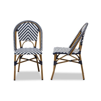 Bistro-Style Blue and White Aluminum Stackable Dining Chair Set
