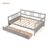 NicBex Full Size Daybed with Storage Wooden Frame Day Bed with Slatted Sides and 2 Spacious Drawers for Living Rooms - 2 of 4
