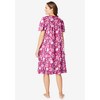 Dreams & Co. Plus Size Short Floral Print Cotton Gown - 3 of 4