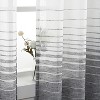 Striped Sheer Curtains 84 Inch, Linen-Textured Voile Grommet Panels for Farmhouse/Rustic Decor, Black/White, 52 x 84 Inches, Set of 2 - 2 of 4