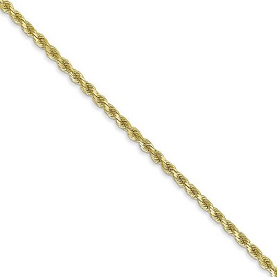 Black Bow Jewelry 2.25mm 10k Yellow Gold Solid Diamond Cut Rope Chain Necklace