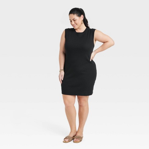 Women s Muscle Tank Mini Knit Dress A New Day Black 4x Target