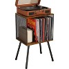 MaseiKar Record Player Stand with Storage up to 100 Albums, Retro Small Vinyl Record Holder - Adjustable Divider, Book/LP Record Storage Holder - 3 of 4
