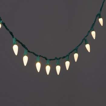 100ct LED C6 Super Bright Faceted Christmas String Lights Warm White with Green Wire - Wondershop™