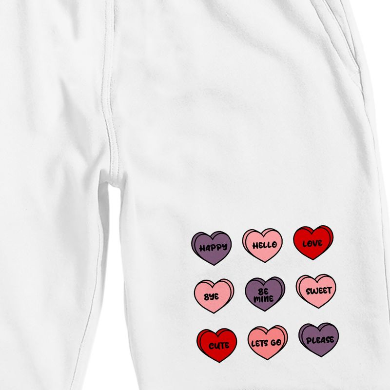 Valentine's Day Conversation Candy Hearts Men's White Lounge Shorts, 2 of 4