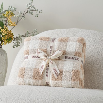 Snuggle Sac Ultra-Soft Microfiber Knit Throw Blanket, Reversible Checkered Design