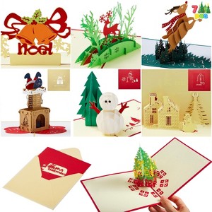 Joyfy 7-Pack 3D Pop-Up Christmas Cards – Festive Holiday Greeting Cards with Envelopes (6"x6") - 1 of 4