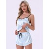 cheibear Women's Silky Satin Sleepwear Nightwear Cami Tops with Shorts Loungewear Pajamas Set - 2 of 4