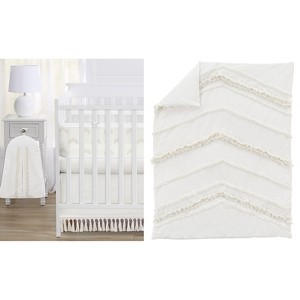 Sweet Jojo Designs Gender Neutral Unisex Crib Bedding + BreathableBaby Breathable Mesh Liner Boho Fringe Off White 6pc - 1 of 4