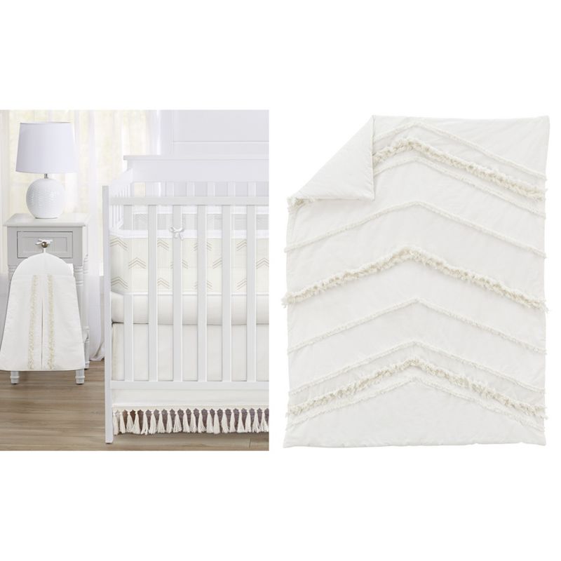 Sweet Jojo Designs Gender Neutral Unisex Crib Bedding + BreathableBaby Breathable Mesh Liner Boho Fringe Off White 6pc, 1 of 7