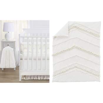 Sweet Jojo Designs Gender Neutral Unisex Crib Bedding + BreathableBaby Breathable Mesh Liner Boho Fringe Off White 6pc