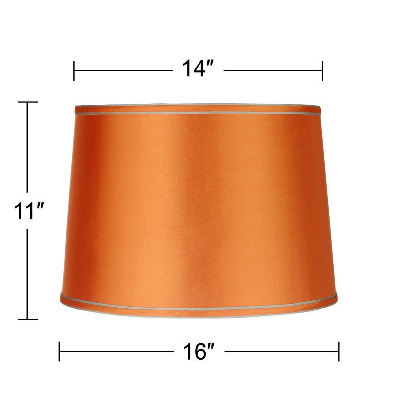 Springcrest Sydnee Satin Orange Medium Drum Lamp Shade 14" Top x 16" Bottom x 11" Slant x 11" High (Spider) Replacement with Harp and Finial, 5 of 8