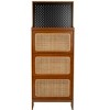 TiramisuBest Rattan Shoe Cabinet with 3 Flip Drawers & Black Pegboard, Narrow Entryway Shoe Rack for Hallway, Walnut - 4 of 4