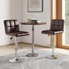 Costway Set of 2 Bar Stools Adjustable PU Leather Swivel Kitchen Counter Bar Chair Brown - 2 of 4