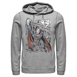 Men's Superman Daily Planet Newspaper Pull Over Hoodie - 1 of 3