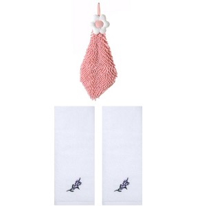REGALWOVEN 3 Pcs Bathroom Home Decor Cotton Soft Absorbent Floral Hand Towel - 1 of 4