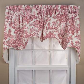 Victoria Park Toile 2-Piece Classic Print Window Valance 70" x 28" Red by Ellis Curtain