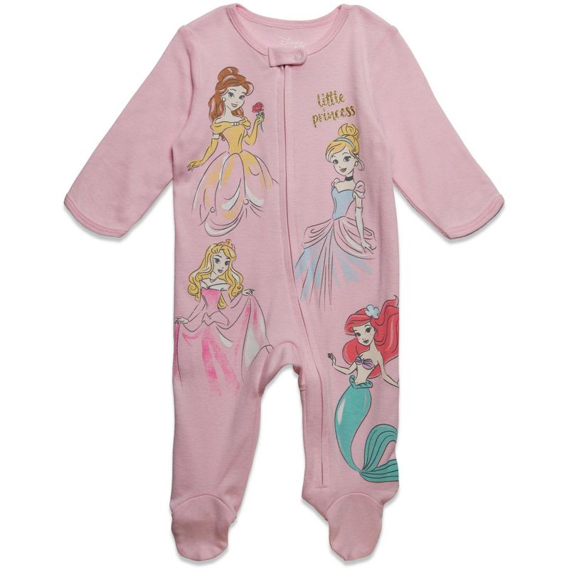 Disney Minnie Mouse Princess Classics Lion King Dumbo Belle Baby Girls 2 Pack Zip Up Sleep N' Plays Newborn to Infant, 2 of 8