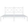 vidaXL Modern White Metal Bed Frame - Double Bed with Headboard, Steel Construction, Extra Underbed Storage Space - 59.1"x78.7" - 3 of 4