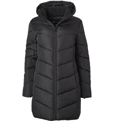 Big Chill Women's Long Chevron Puffer w/ Lined Collar