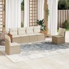 vidaXL 6 Piece Patio Sofa Set with Cushions Poly Rattan - Beige and Cream Without Table - 2 of 4