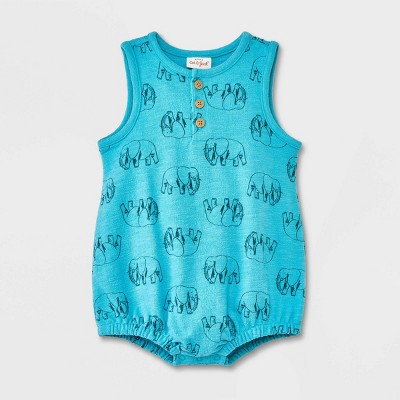 Image of Baby Shell Romper - Cat & Jack™ Turquoise Blue Newborn