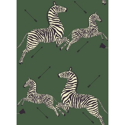 Brewster Serengeti Green Zebra Safari Scalamandre Self Adhesive Wallpaper