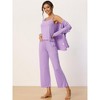 cheibear Women's 3 Pcs Modal Knit Soft Long Sleeve Cardigan Cami and Pants Pajama Set - 2 of 4
