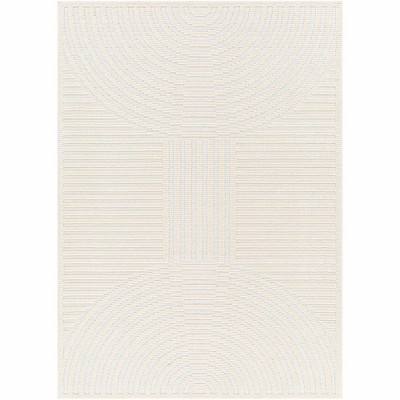 Mark & Day Carter Lake 5'x7'2" Rectangle Washable Woven Indoor Area Rugs Cream: Stain-Resistant Geometric Modern Decor
