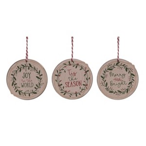 Transpac MDF Holiday Woodland Ornament Set of 3 Christmas Home Decorations - 1 of 1