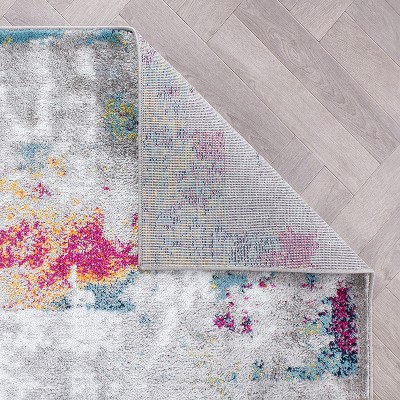 Multicolor Abstract Synthetic Rectangular Area Rug 3'3" x 5'