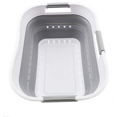 SAMMART 19L (5 gallon) Collapsible Laundry Basket with Holes (White/Grey)