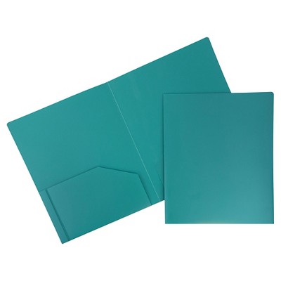 Jam 6pk 2 Pocket Heavy Duty Plastic Folders - Teal : Target