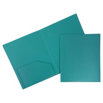 JAM 6pk 2 Pocket Heavy Duty Plastic Folders - Teal