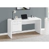 Monarch Specialties Computer Desk Home Office Laptop Left Right Set-Up Storage Drawers 60InchL Work Laminate Glossy White Contemporary Modern - 2 of 4