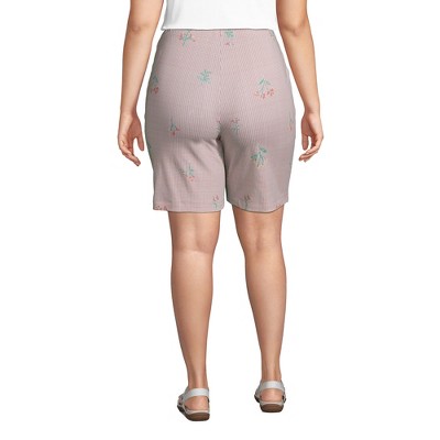 Lands' End Women's Plus Size Sport Knit Shorts Print 2x Brown Check Floral Target