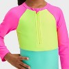 Toddler Girls' Long Sleeve Solid Colorblock One Piece Swimsuit - Cat & Jack™ - 3 of 3