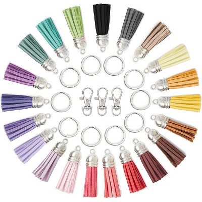 Duufin 200 Pieces Keychain Tassels Bulk Leather Tassel Pendants Colorful  Tassels for Keychain DIY and Craft (Gold and Silver)