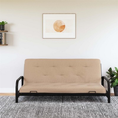 Full Tan Microfiber Innerspring Futon Mattress with Tufted Cover
