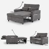 Futon Leather 3-in-1 Convertible Chair Bed with USB Ports, Wear-Resistant and Anti-Scratch Armchair Sleeper with Cup Holders - 2 of 4