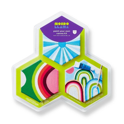 3ct Paint-Your-Own Hexagon Canvas Kit Rainbow - Mondo Llama™