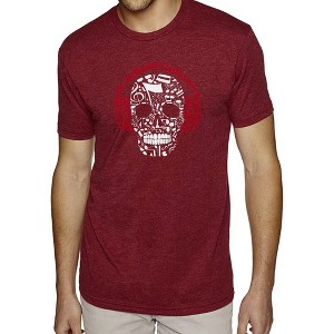 LA Pop Art Men's Premium Blend Word Art T-shirt - Music Notes Skull - 1 of 4