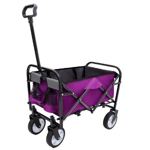 SKRAN Collapsible Foldable Beach Wagon Cart with strapping system,Utility Wagon Grocery Cart for Camping,Shopping,Fishing,Supports 225lbs - 1 of 4