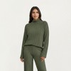 Anna-Kaci Women’s Ribbed Knit Relaxed Fit 2-Piece Set with High Neck Top Soft Stretch Fabric and Wide Leg Pants - 2 of 4