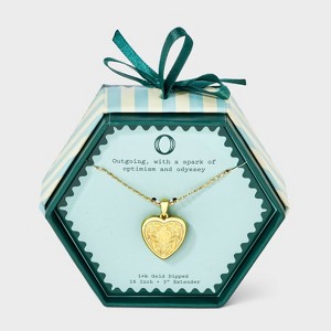 14K Gold Dipped Heart Charm Initial Necklace - A New Day™ Gold - 1 of 4