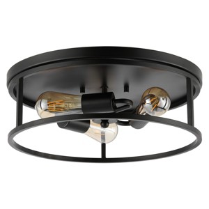 Broux 3 Light 15.75" Flush Mount - FLU4108 - Black - Safavieh - 1 of 4