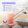 Unique Bargains Stainless Steel Long Handle Round Shaped Drinking Spoon Straws 8 Pcs - 4 of 4